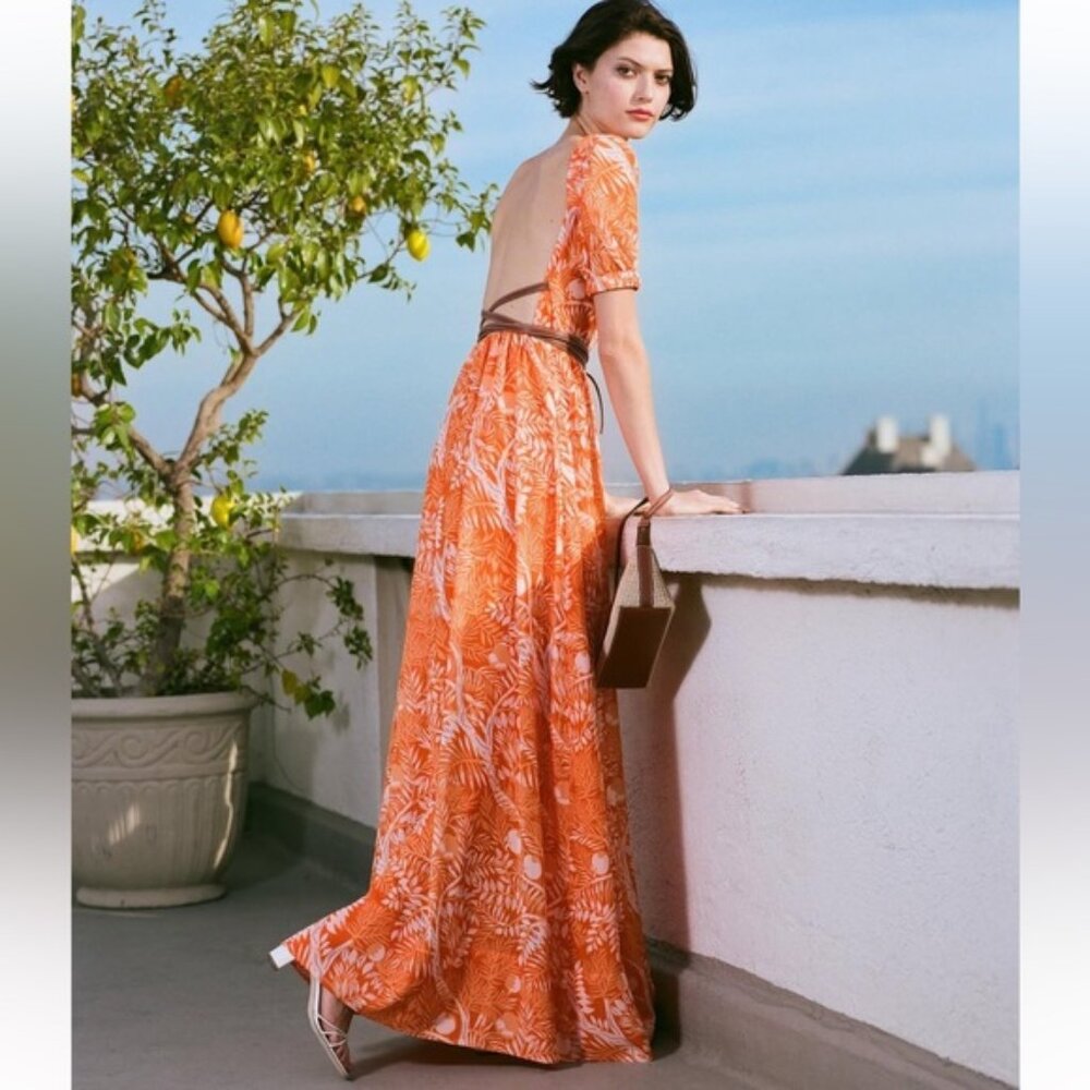 *SOLD* NWOT Staud Alix Dress in Tangerine Tree Whiskey Size Large